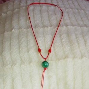 Chinese Red Chain With Green Stone